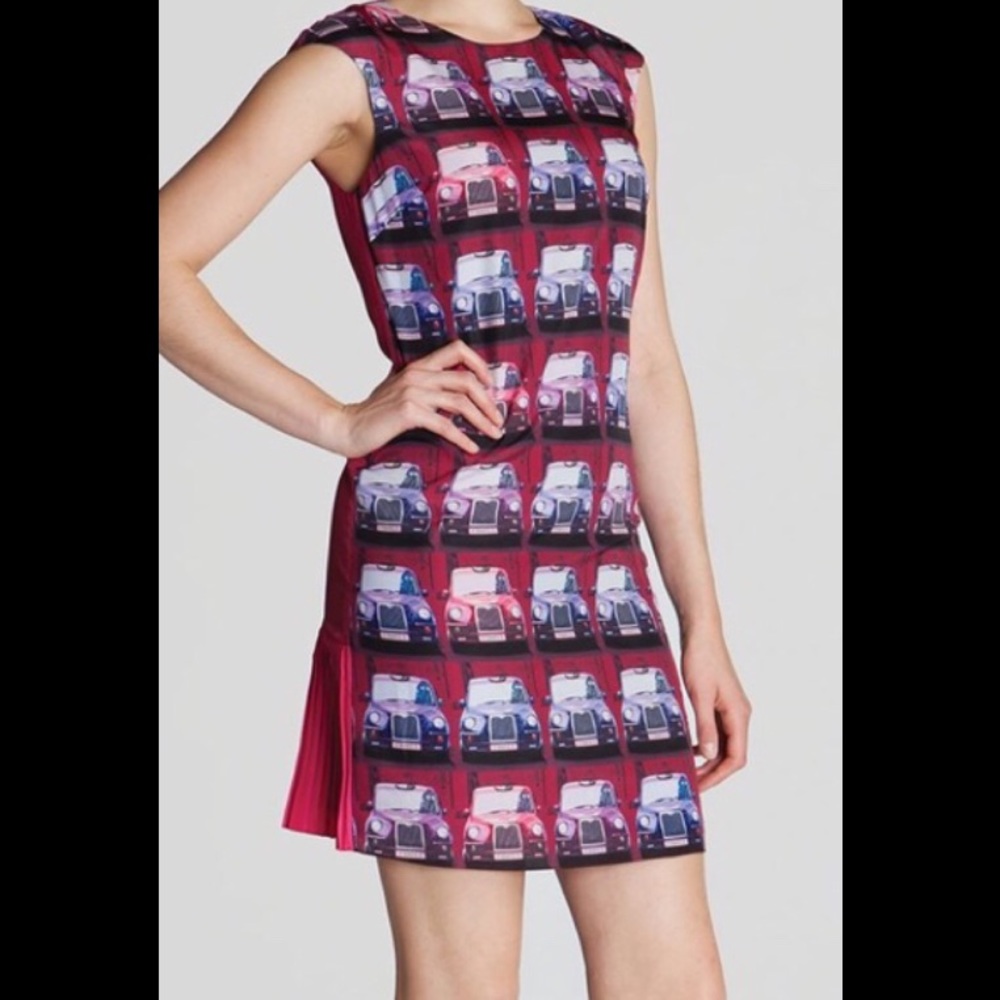 NWOT! Ted Baker taxi cab print, hot pink dress